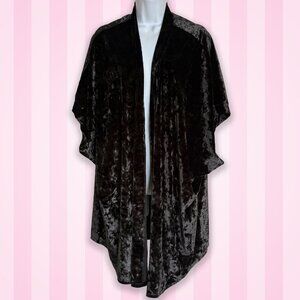 New Victoria's Secret Black Velvet Kimono Robe Wrap Short Sleeve Size XS/S